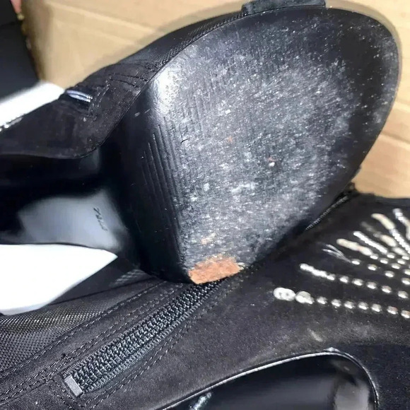 Guess Women's Polli Black Fabric Peep Toe Ankle, mesh style Boots 71/2 M. - Picture 9 of 10